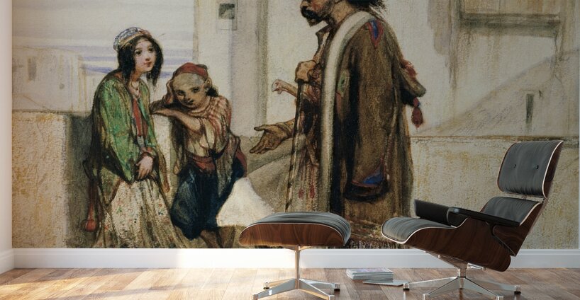 On the Roof of an Oriental House [1830] by Alexandre–Gabriel Decamps [1803–1860] Wall Murals