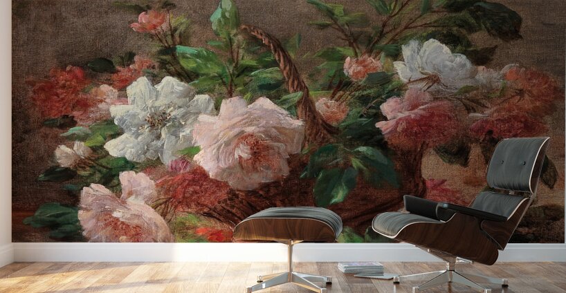 A Basket with Roses by Eugene Petit [1839–1886] Wall Murals