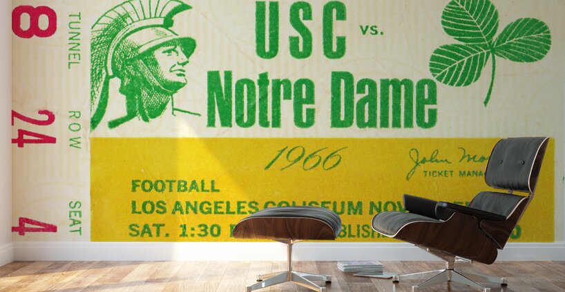 1966 USC vs. Notre Dame Football Ticket Art Wall Murals