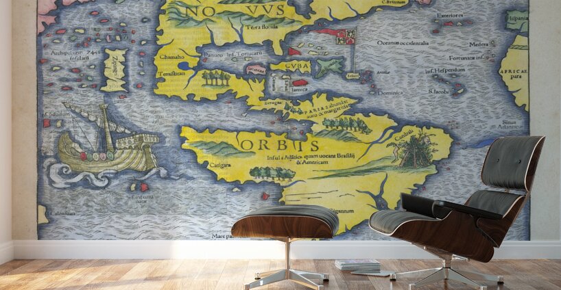 1540 Sebastian Munster Map of America – Renaissance Map Depicting North and South America Coastal Regions Rivers and Early European Knowledge of the New World Reflecting Cartography During the Age of Discovery Wall Murals