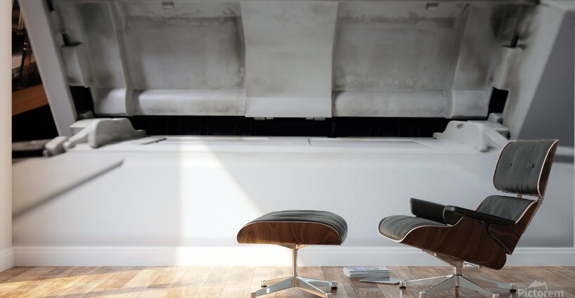 Dirty with printing dust from toner open paper tray on the vintage laser printer Wall Murals