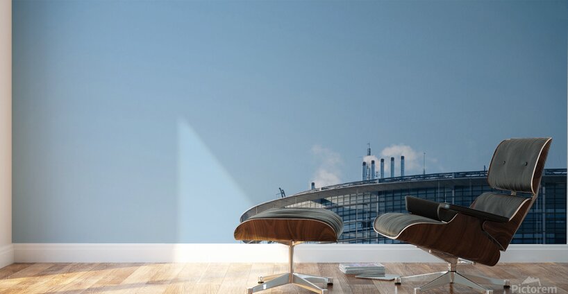 Rooftop steam pipe on cold winter Wall Murals