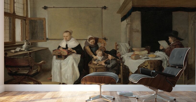 A Domestic Interior With a Family by Quirijn Van Brekelenkam [1622–1669] Wall Murals