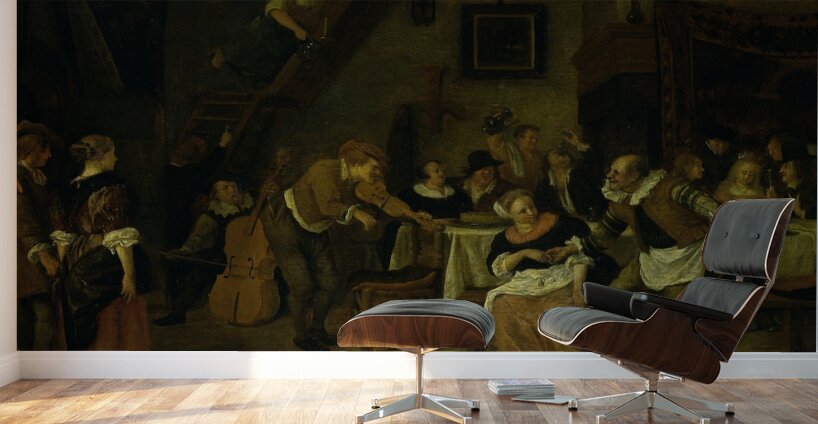 Peasant wedding [1672] by Jan Steen [1626–1679] Wall Murals