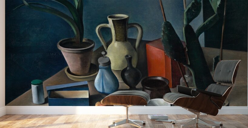 Grosses Stilleben mit Krügen und roter Teedose [1922] by Alexander Kanoldt [1881–1939] Wall Murals