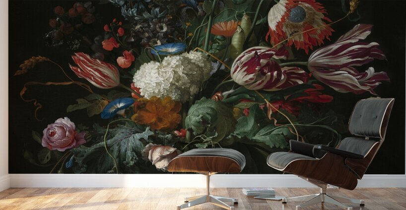 Vase of Flowers [c. 1660] by Jan Davidsz de Heem [1606–1684] Wall Murals