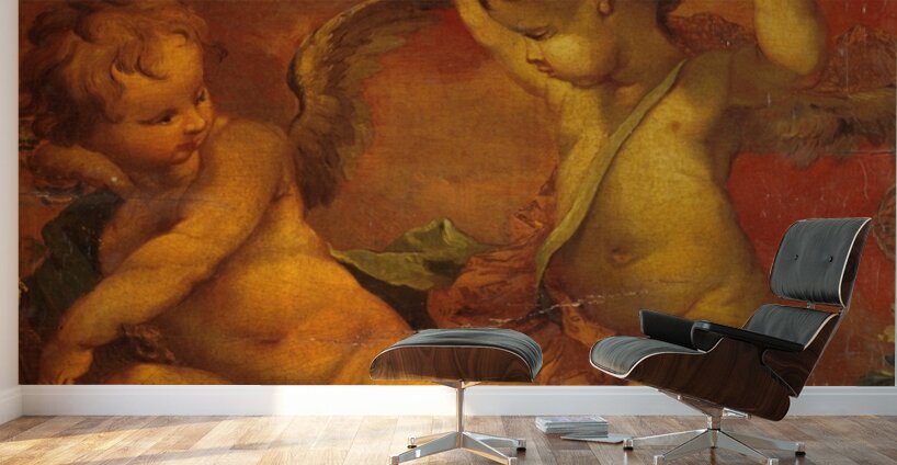 Deux Génies avec un casque [1740–1750] by French School [16th–20th Century] Wall Murals