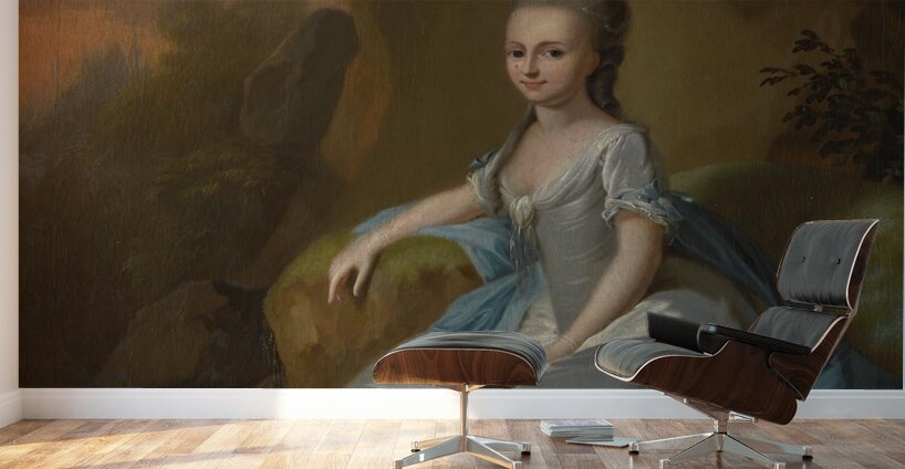 Portrait of elisabeth von breitenbach. Wearing a blue dress. Seated in a landscape [1802] by Anton Wilhelm Tischbein [1730–1804] Wall Murals