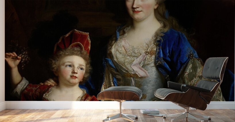 Portrait of Catherine Coustard. Marquise of Castelnau. Wife of Charles–Léonor Aubry with Her Son Léonor [c. 1700] by Nicolas de Largillière [1656–1746] Wall Murals