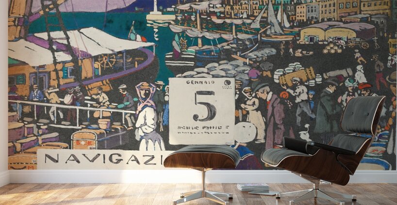 Entwurf Für Ein Schiffsplakat [Study For A Ship Poster] [1906] by Wassily Kandinsky [1866–1944] Wall Murals