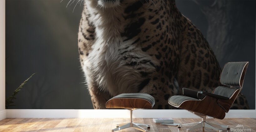 Majestic Leopard in Forest Light Wall Murals