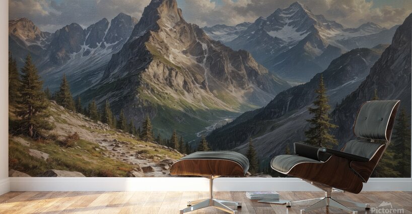 Majestic Mountain Landscape with Stream Wall Murals