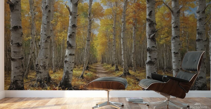 Autumn Forest Path with Vibrant Foliage Wall Murals