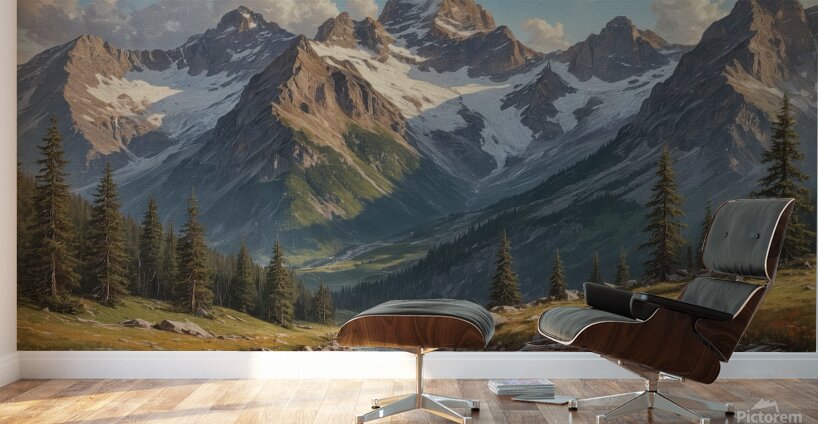 Majestic Mountain Landscape with River Wall Murals