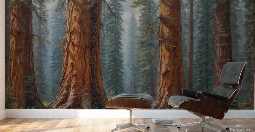Majestic Sequoia Forest Scene Wall Murals