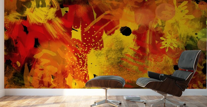 Neon Jungle Orange Wall Murals