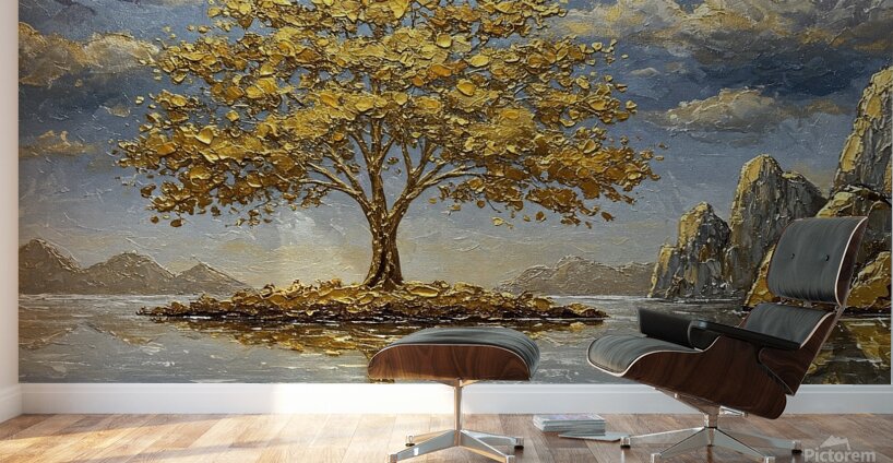 The Golden Tree of Reflection Wall Murals