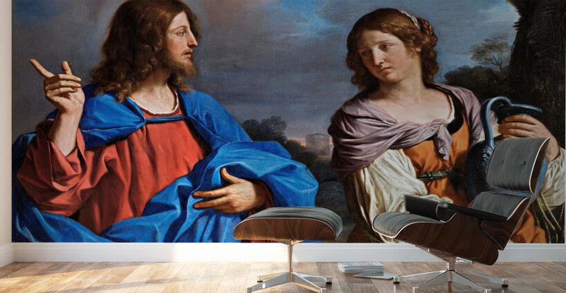 Jesús Y La Samaritana En El Pozo [C. 1640] by Guercino [1591–1666] Wall Murals