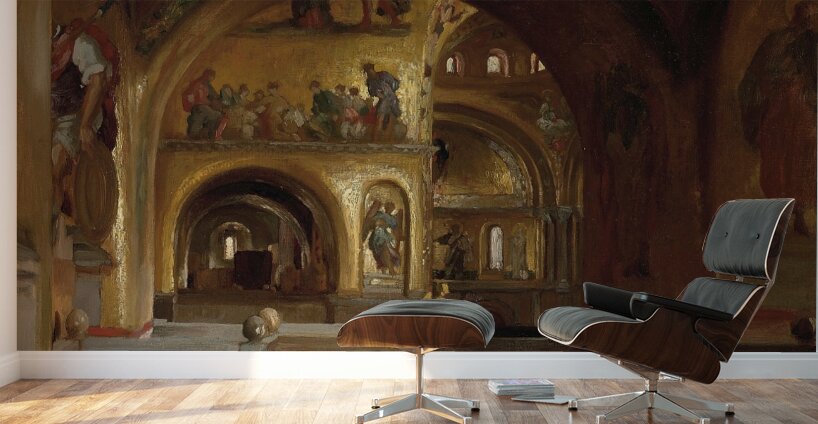 The Interior of St Mark’s Basilica. Venice by Frederic Leighton [1830–1896] Wall Murals