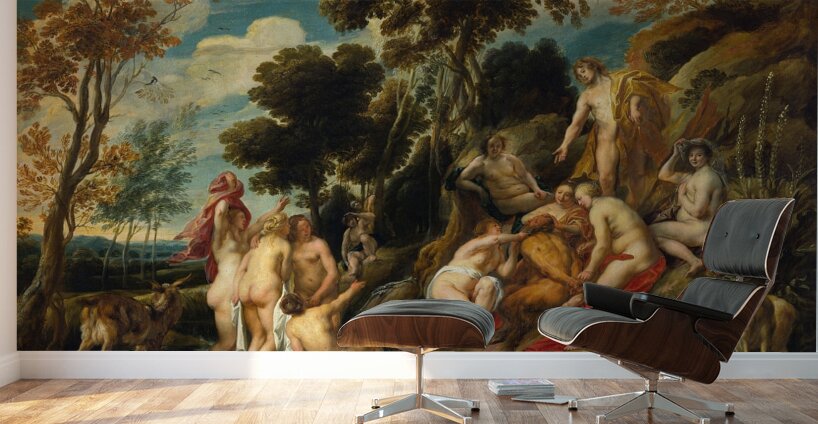 Nymphs Cutting Off Pan’s Beard [C. 1640] by Jacob Jordaens [1593–1678] Wall Murals