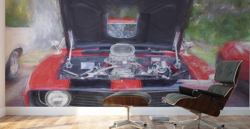 1969 Red Camaro Z28 X4 3 Wall Murals