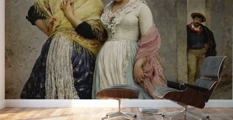 The Flirtation [1889] by Eugen von Blaas [1843–1931] Wall Murals