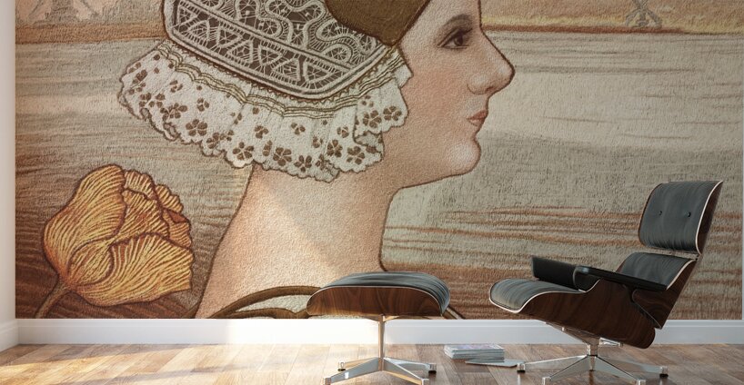 Dutch Lady with Tulips by Paul Berthon [1872–1909] Wall Murals