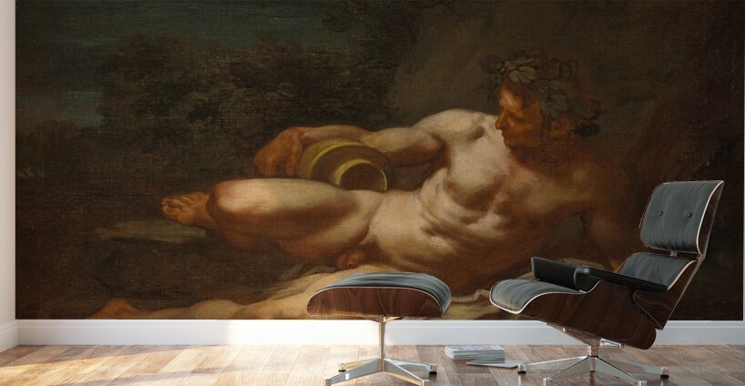 A river god reclining in a landscape by Follower of Nicolas Poussin [1594–1665] Wall Murals