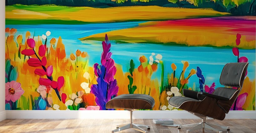 Landscape with Flowers Wall Murals