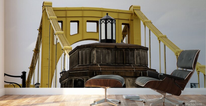 Beautiful Yellow Bridge With Ornate Light Fixture Wall Murals