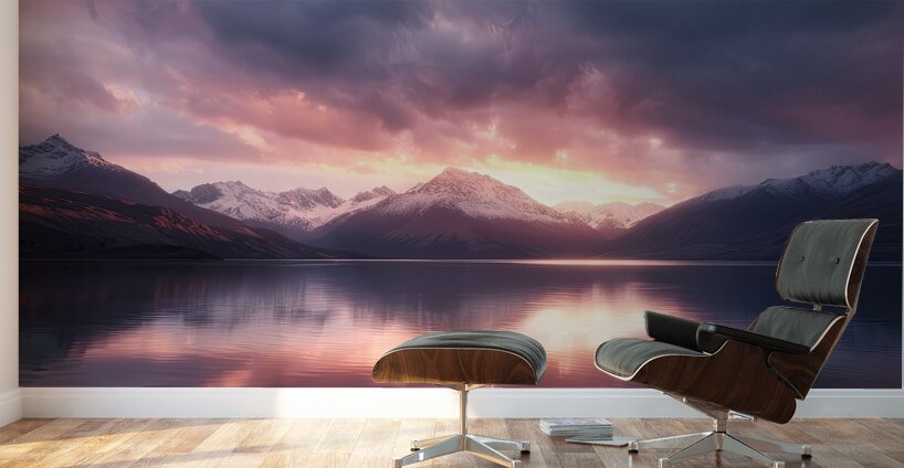 Alpine Glow Upon Waters H2N3P9 55 Wall Murals