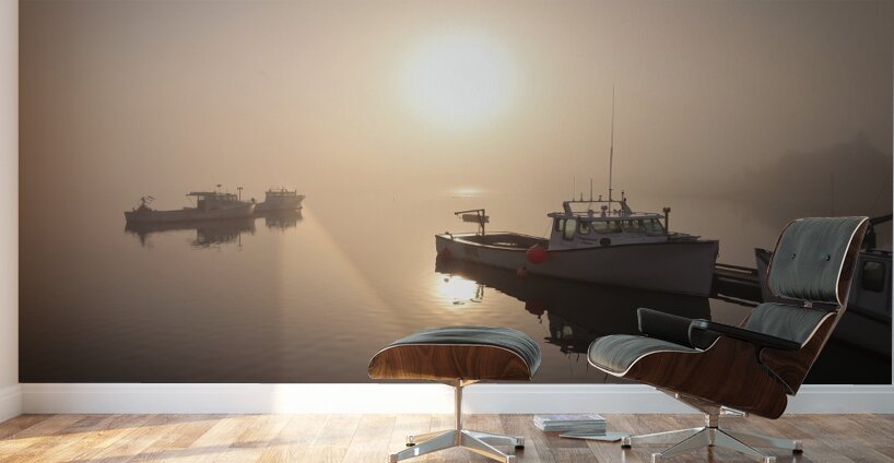 Foggy Day on the River Wall Murals