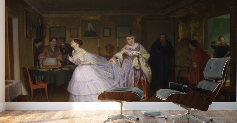 The Major Makes a Proposal [Inspecting a Bride in a Merchant’s House] by Pavel Fedotov [1815–1852] Wall Murals