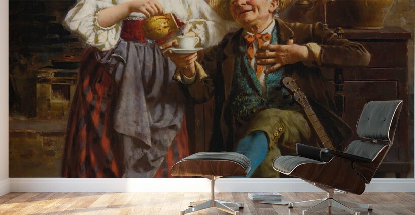 Grandpa’s coffee by Eugenio Zampighi [1859–1944] Wall Murals
