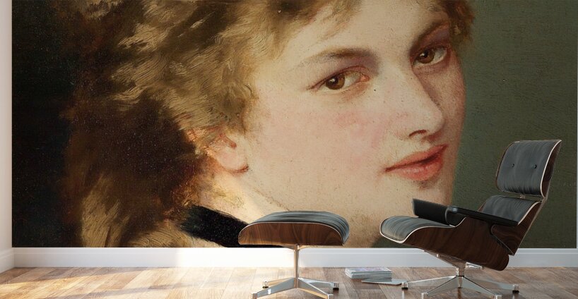 Bildnis einer Dame mit schwarzem Halsband [1877] by Conrad Kiesel [1846–1921] Wall Murals