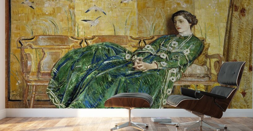 April. [The Green Gown] by Childe Hassam [1859–1935] Wall Murals