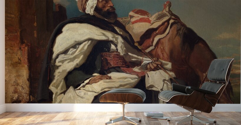 Seated Arab Man with Horse [possibly ca. 1850–58] by Alfred De Dreux [1810–1860] Wall Murals