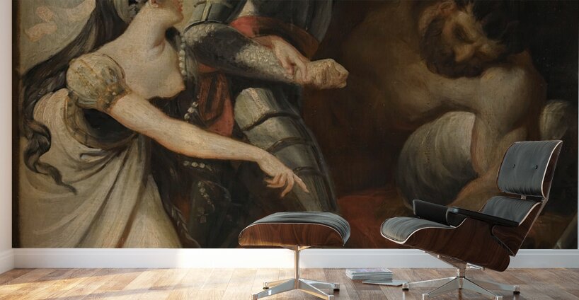 Hüon Rescuing Angela From The Giant Angulaffer. From Wieland’s Oberon by Henry Fuseli [1741–1825] Wall Murals