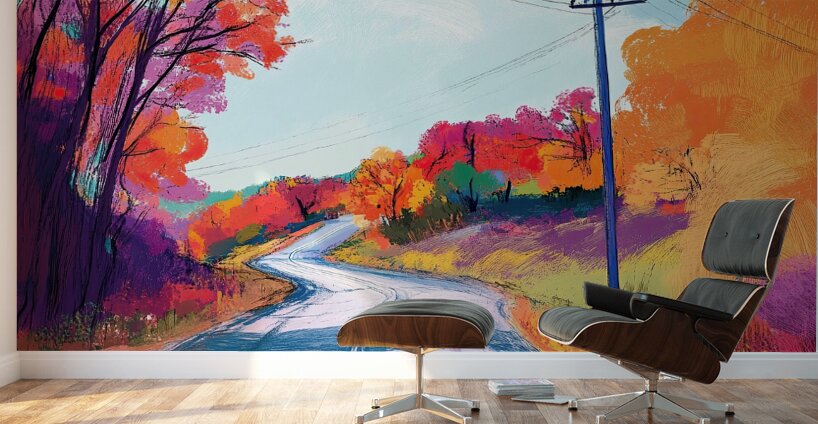Autumn Road Ahead 9P3N4H 58 Wall Murals