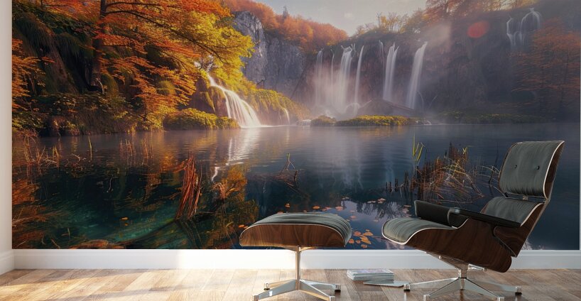 Autumn Waterfall Glow 92HJ5P 66 Wall Murals
