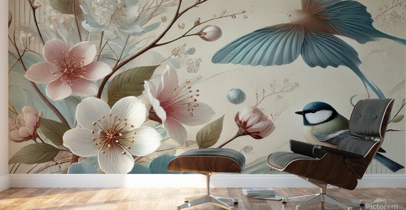 A serene and artistic illustration inspired by nature Wall Murals