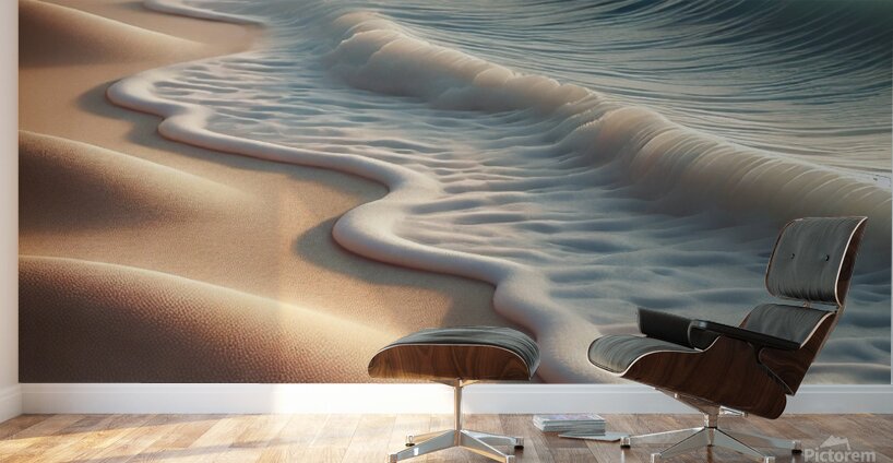 A serene beach scene featuring gentle ocean waves Wall Murals