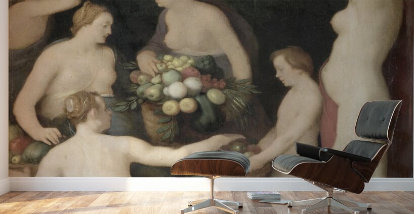 Pomona Receiving the Harvest of Fruit [1626] by Cornelis Cornelisz Van Haarlem [1562–1638] Wall Murals