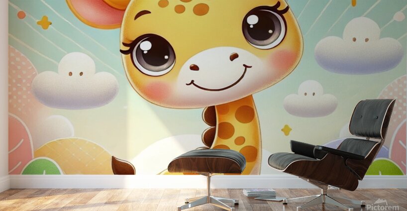 A cute cartoon giraffe  Wall Murals