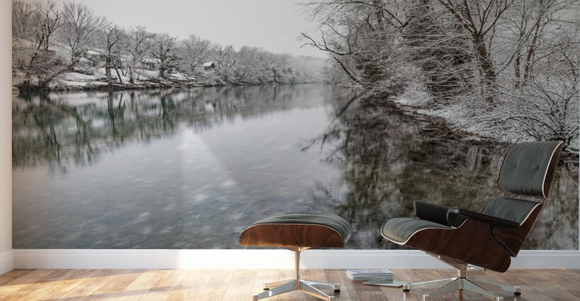 Snowing At The Finley River Wall Murals