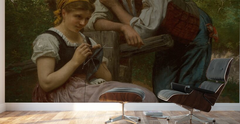 The demure maiden [1870] by François Alfred Delobbe [1835–1920] Wall Murals