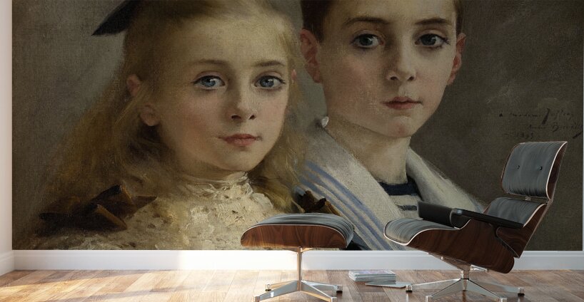 Portrait de Jean et Jeanne. Les enfants du professeur Joffroy [1895] by André Brouillet [1857–1914] Wall Murals