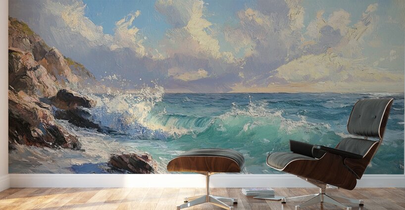 Azure Waves Crashing Y39H7 45 Wall Murals