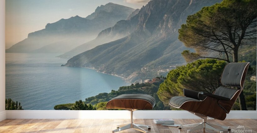 Majestic Coastal Mountains and Serene Sea Wall Murals