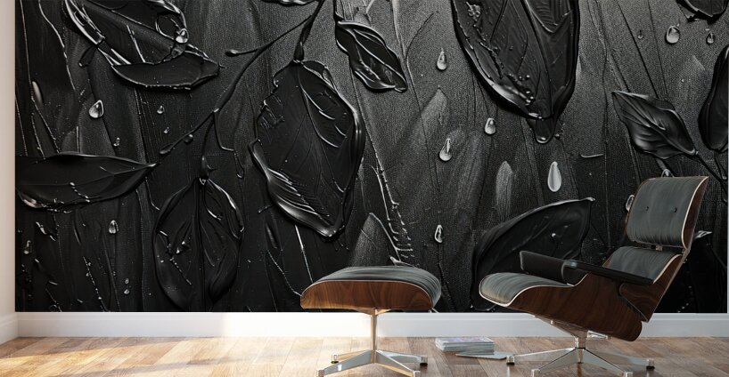 Black Rain Leaves 7P3H2N 49 Wall Murals